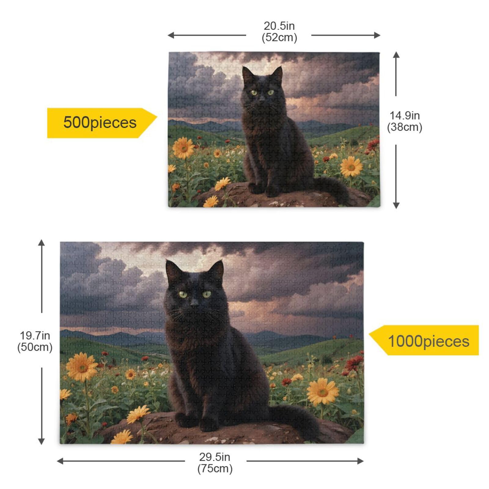 KYZSXZ Wild Black Cat Jigsaw Puzzle for Adults 500 Pieces, Zigsaw